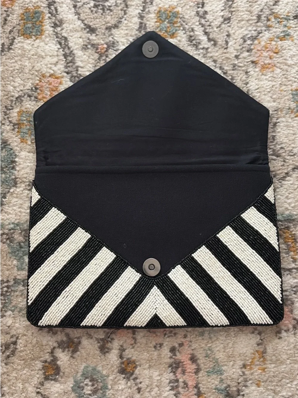 Black & White Beaded Stripe Envelope Crossbody - NWT